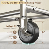 Raybee 67"H x 75"W 450 LBS Rolling Clothing Rack With Shelf,Metal Garment Storage,Adjustable,Portable Clothes Rack With Lockable Wheels & Side Hooks,Chrome