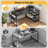 Computer Desk L Shaped Gaming Desk with Storage Shelves & Power Outlets, Home Office Desk for Writing Bedroom Dorm