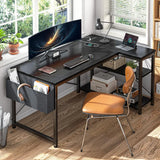 Computer Desk L Shaped Gaming Desk with Storage Shelves & Power Outlets, Home Office Desk for Writing Bedroom Dorm