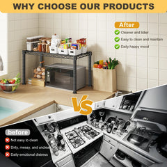 Reibii 27.5" W Heavy Duty Height Adjustable Metal Shelving Unit, Multipurpose Storage Organizer for Kitchen, Office, Pantry