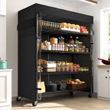 REIBII 35" W Metal Wire Shelf with Covers & Wheels, 5-Tier Adjustable Wire Storage Racks for Closet Kitchen Basement