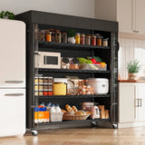 REIBII 35" W Metal Wire Shelf with Covers & Wheels, 5-Tier Adjustable Wire Storage Racks for Closet Kitchen Basement