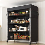 REIBII 35" W Metal Wire Shelf with Covers & Wheels, 5-Tier Adjustable Wire Storage Racks for Closet Kitchen Basement