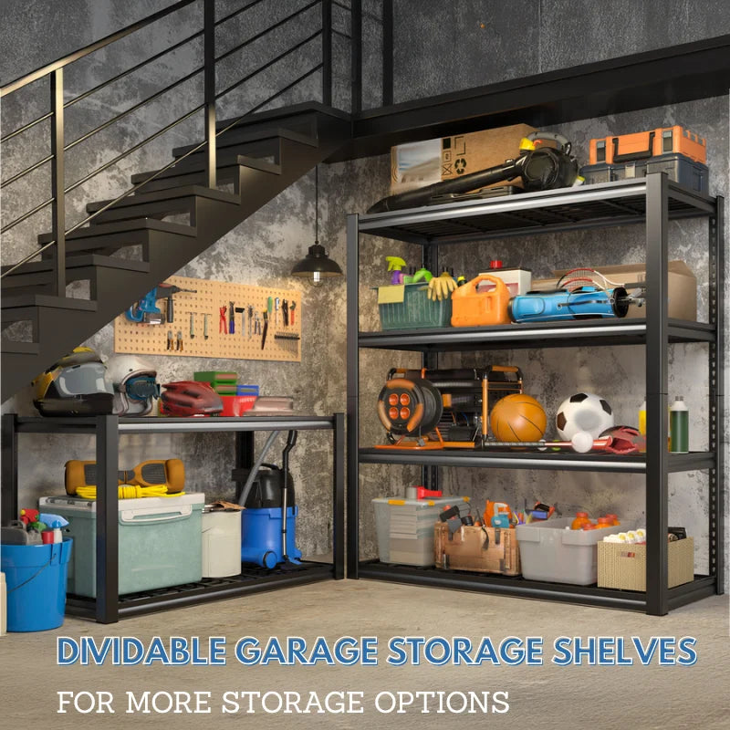 REIBII 59.9"H 4 Tiers Industrial Shelves Adjustable Shelving for Garage Warehouse Basement Pantry
