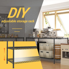 Reibii 55.12″W Wire Storage Shelving, 71″H Heavy Duty Metal Shelves for Garage, Kitchen, Pantry, Basement