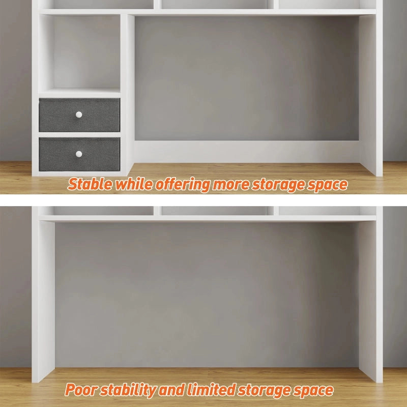 Reibii White Desk Hutch for Dorm, Fits 27" Monitor, Large Capacity Desk Shelf, Adjustable Dorm Shelves Over Desk, Home Office