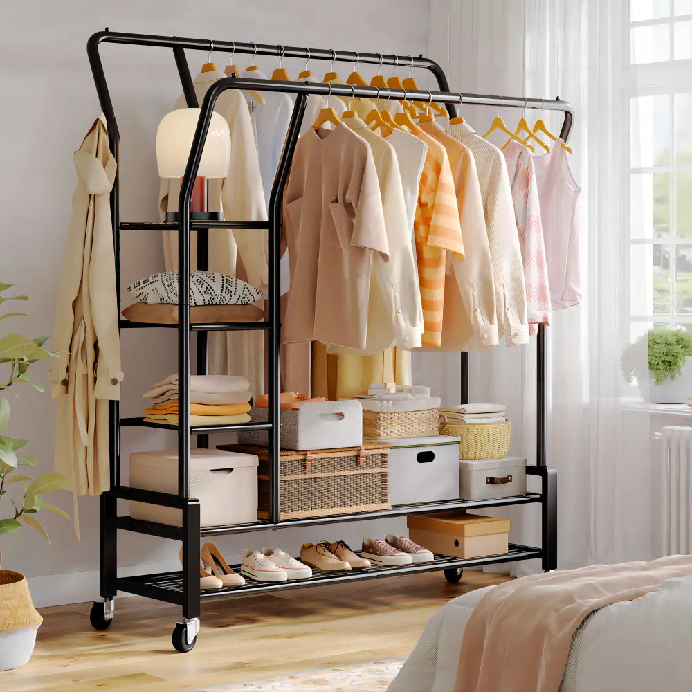 Clothing Rack Double Rod Garment Rack Clothing Racks for Hanging Clothes