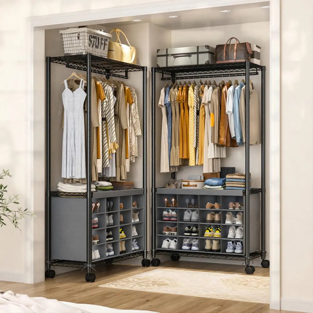 3 in 1 Clothes Rack with 16 Shoe Organizer