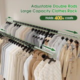 Raybee 65.4"W 350LBS Rolling Clothing rack with Shelves, Adjustable Commecial Garment Racks