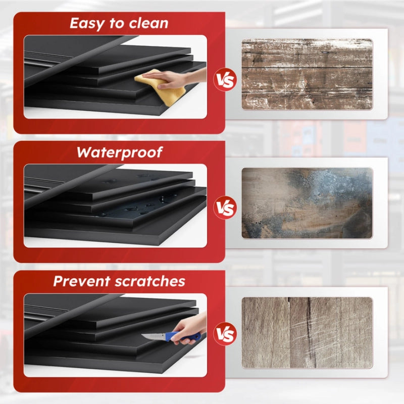 Durable metal garage shelves with a protective surface coating prevent scratches, resist moisture, and make daily cleaning easier in garages and workshops.