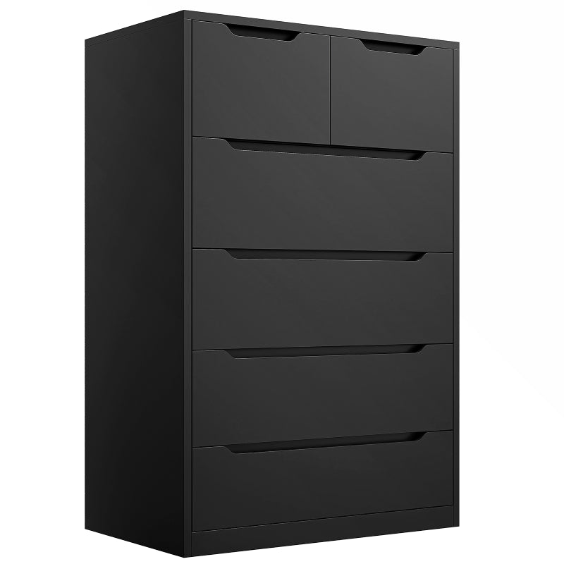 Black Dresser With 6 DrawersEnhomee Tall Black Dresser, Black Chest of Drawers, 6 Drawer Tall Dresser