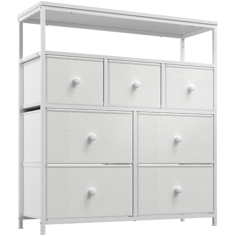 The white dresser with seven drawers