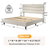 EnHomee 880LBS Bed Frame with Headboard, Upholstered Fabric, Charging Cradle & No Noise