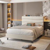 EnHomee 880LBS Bed Frame with Headboard, Upholstered Fabric, Charging Cradle & No Noise