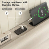 EnHomee 880LBS Bed Frame with Headboard, Upholstered Fabric, Charging Cradle & No Noise