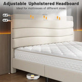 EnHomee 880LBS Bed Frame with Headboard, Upholstered Fabric, Charging Cradle & No Noise