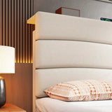 EnHomee 880LBS Bed Frame with Headboard, Upholstered Fabric, Charging Cradle & No Noise