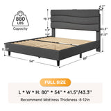 EnHomee 880LBS Bed Frame with Headboard, Upholstered Fabric, Charging Cradle & No Noise