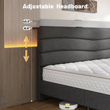 EnHomee 880LBS Bed Frame with Headboard, Upholstered Fabric, Charging Cradle & No Noise