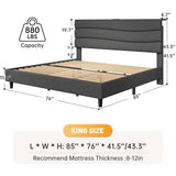 EnHomee 880LBS Bed Frame with Headboard, Upholstered Fabric, Charging Cradle & No Noise