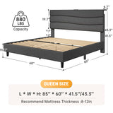 EnHomee 880LBS Bed Frame with Headboard, Upholstered Fabric, Charging Cradle & No Noise