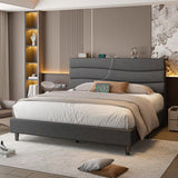 EnHomee 880LBS Bed Frame with Headboard, Upholstered Fabric, Charging Cradle & No Noise