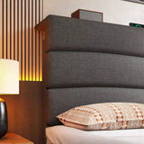 EnHomee 880LBS Bed Frame with Headboard, Upholstered Fabric, Charging Cradle & No Noise