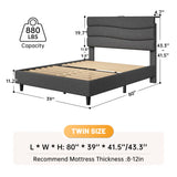 EnHomee 880LBS Bed Frame with Headboard, Upholstered Fabric, Charging Cradle & No Noise
