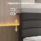 EnHomee 880LBS Bed Frame with Headboard, Upholstered Fabric, Charging Cradle & No Noise