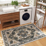 EnHomee Boho Area Rugs,machine washable area rugs，area rugs for living room, Low Pile Vintage Carpet