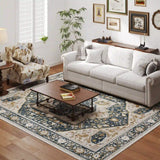 EnHomee Boho Area Rugs,machine washable area rugs，area rugs for living room, Low Pile Vintage Carpet