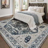 EnHomee Boho Area Rugs,machine washable area rugs，area rugs for living room, Low Pile Vintage Carpet