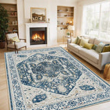 EnHomee Boho Area Rugs,machine washable area rugs，area rugs for living room, Low Pile Vintage Carpet