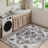 EnHomee Boho Area Rugs,machine washable area rugs，area rugs for living room, Low Pile Vintage Carpet