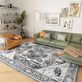 EnHomee Boho Area Rugs,machine washable area rugs，area rugs for living room, Low Pile Vintage Carpet