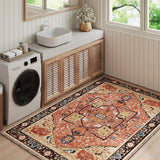 EnHomee Boho Area Rugs,machine washable area rugs，area rugs for living room, Low Pile Vintage Carpet