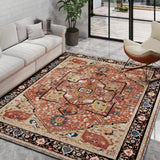 EnHomee Boho Area Rugs,machine washable area rugs，area rugs for living room, Low Pile Vintage Carpet
