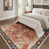 EnHomee Boho Area Rugs,machine washable area rugs，area rugs for living room, Low Pile Vintage Carpet