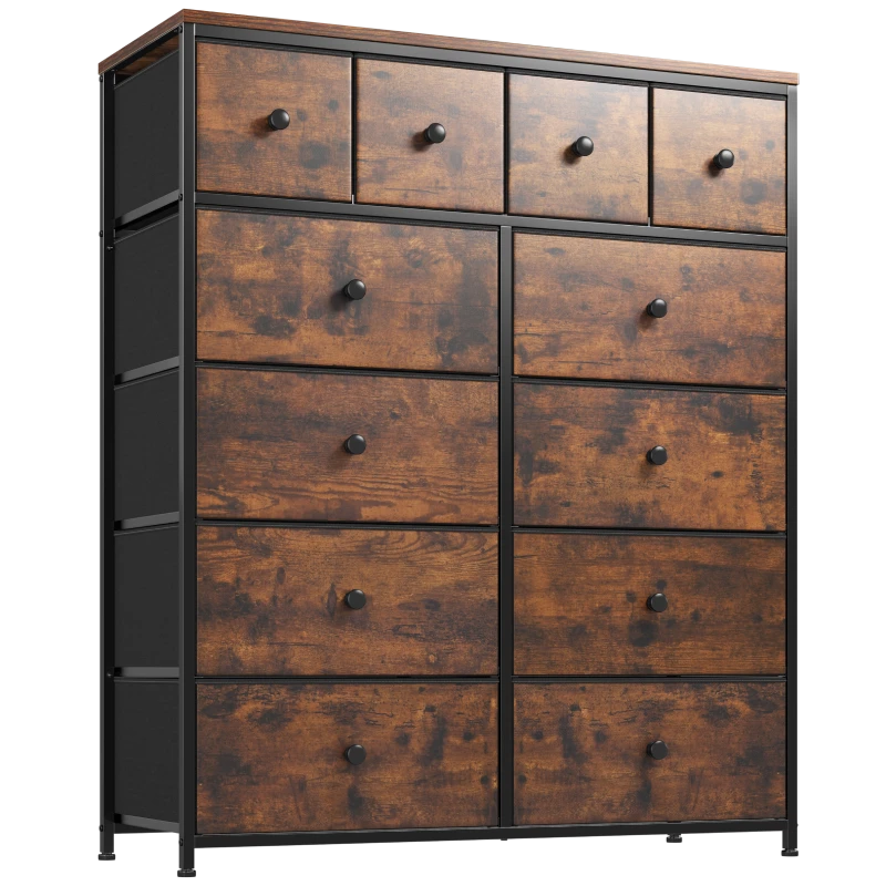 EnHomee Lingerie Chest of Drawers, Fabric Dresser with 12 Drawer for Closet, Brown