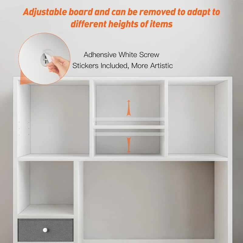 EnHomee High-Capacity Desk Hutch Organizer with 8 Shelves and 2 Drawers for Computer Desk