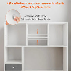 EnHomee High-Capacity Desk Hutch Organizer with 8 Shelves and 2 Drawers for Computer Desk