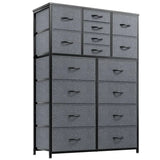 16 Deep Drawers Large Dresser, Tall Dresser for Bedroom, Brown Double Dresser, Chest of Drawers for Closet, Highboy