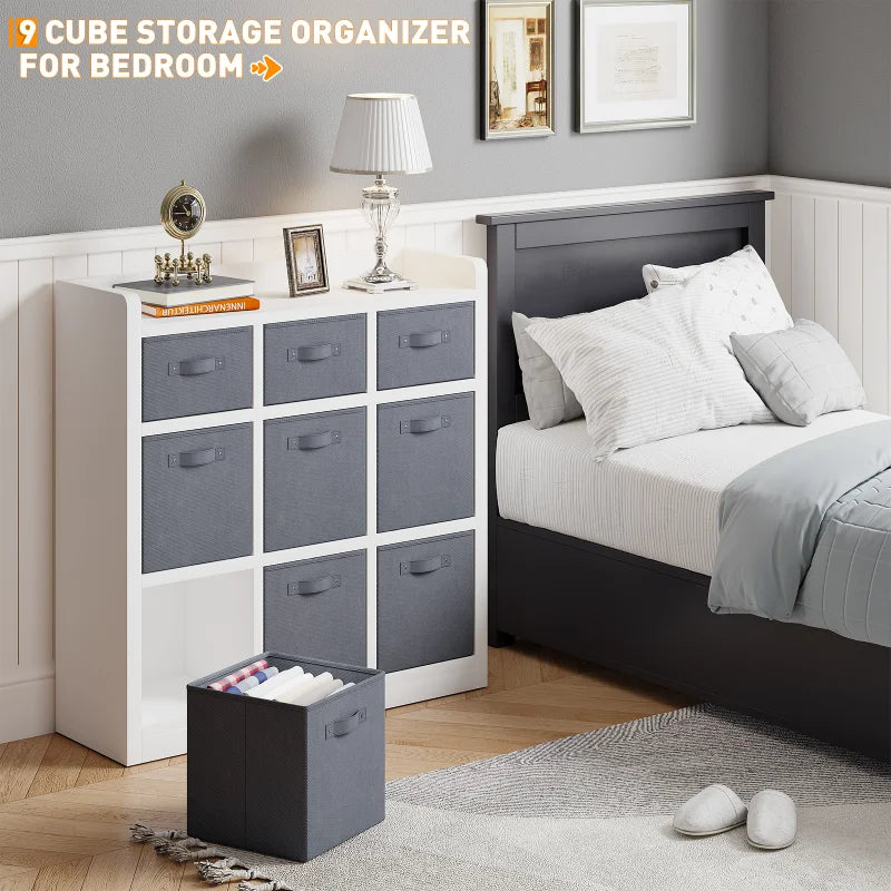 9 Cube Closet Organizers And Storage, Includes All Storage Cube Bins, Easy To Assemble Closet Storage Unit With Drawers