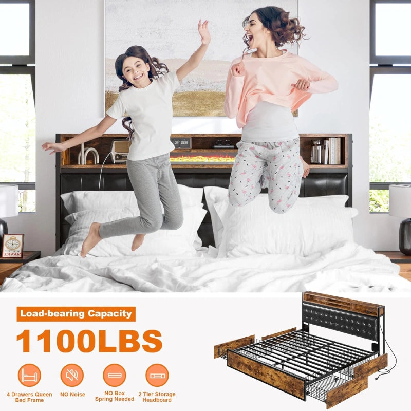 EnhomeeKingBedFrame_UpgradeModernBedFramewithStorageDrawers
