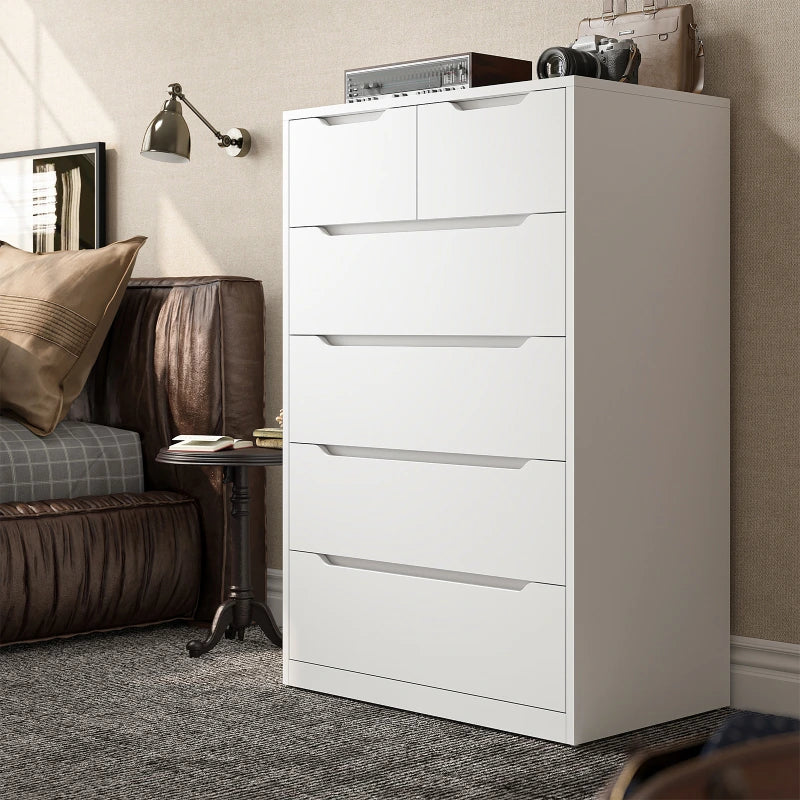 6 Drawers,Modern Wooden White Tall Dressers for Bedroom and Closet 6 Drawers,Modern Wooden White Tall Dressers for Bedroom and Closet