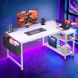 Computer Desk L Shaped Gaming Desk with Storage Shelves & Power Outlets, Home Office Desk for Writing Bedroom Dorm