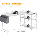 Computer Desk L Shaped Gaming Desk with Storage Shelves & Power Outlets, Home Office Desk for Writing Bedroom Dorm