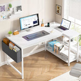 Computer Desk L Shaped Gaming Desk with Storage Shelves & Power Outlets, Home Office Desk for Writing Bedroom Dorm