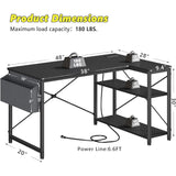 Computer Desk L Shaped Gaming Desk with Storage Shelves & Power Outlets, Home Office Desk for Writing Bedroom Dorm