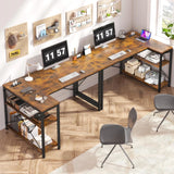 Computer Desk L Shaped Gaming Desk with Storage Shelves & Power Outlets, Home Office Desk for Writing Bedroom Dorm